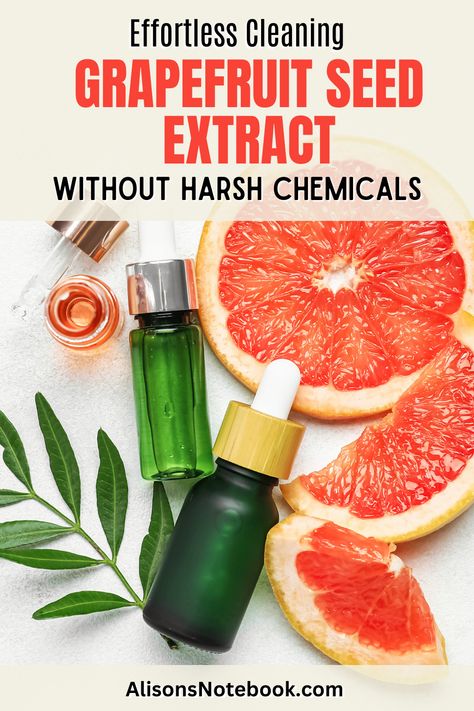 Natural and effective solution for sparkling surfaces? Discover the amazing power of Grapefruit Seed Extract for cleaning in Alison's Notebook! This ultimate house cleaning guide will show you how to use Grapefruit Seed Extract to create DIY cleaning recipes that are also gentle on your home and the environment. Learn the precautions and safety measures to ensure a clean and healthy space. Don't miss out on this natural cleaning secret! Claim your free declutter for self-care checklist today! Diy Cleaning Recipes, All Natural Cleaning Products, Natural Cleaning Supplies, Nontoxic Cleaning, Deodorizing Spray, Natural Laundry Detergent, Natural Cleaning Solutions, Natural Cleaning Recipes, Diy Cleaning Products Recipes