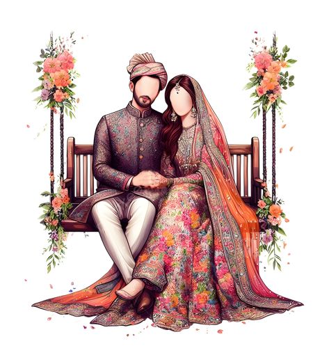 Marriage Cartoon Couple, Muslim Wedding Couple Illustration, Wedding Couples Illustration, Muslim Wedding Caricature, Indian Wedding Couple Cartoon, Muslim Couple Illustration Wedding, Muslim Bride And Groom Cartoon, Indian Wedding Couple Illustration, Married Couple Cartoon