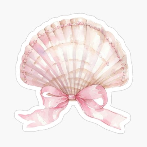 Get my art printed on awesome products. Support me at Redbubble #RBandME: https://www.redbubble.com/i/sticker/Coquette-shell-with-bow-by-Pixiedrop/164000819.EJUG5?asc=u Couqutte Stickers Png, Couqutte Stickers, Coquette Stickers Aesthetic, Cute Coquette Stickers, Coquette Stickers Printable Pink, Pink Bow Sticker, Coquette Stickers Png, Coquette Stickers Printable, Pink Stickers Printable