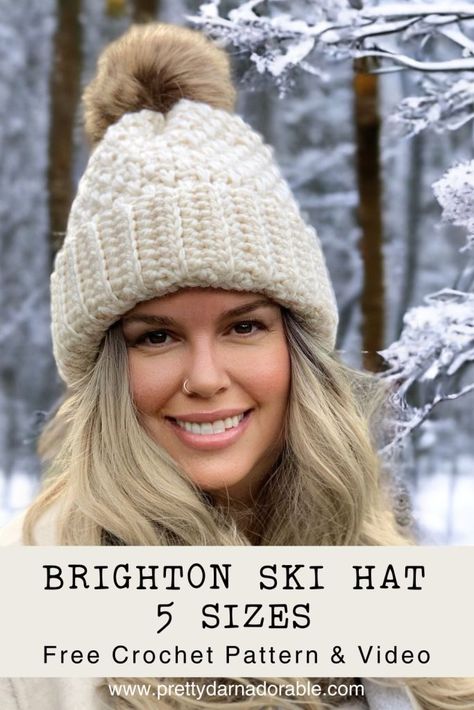 Free Crochet Hat Pattern, Crochet Cat Beanie, Bulky Yarn Patterns, Bulky Yarn Crochet, Beanie Pattern Free, Crochet Beanie Pattern Free, Cap Crochet, Crochet Adult Hat, Crochet Winter Hats