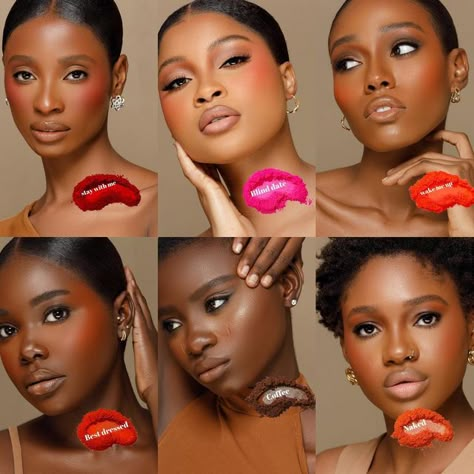 Blush Shades For Skin Tones, Best Blush For Brown Skin, Lip Blush Black Women, Best Blush For Black Women, Red Blush Black Women, Brown Blush Makeup, Blush Color For Skin Tone, Blush For Black Women, Blush On Black Women