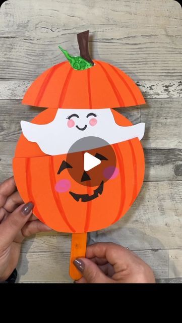 Peek A Boo Ghost Craft, Last Minute Halloween Crafts, Easy Monster Pumpkin Carving, Photo Preschool Craft, Paper Pumpkin Decorating Ideas, Halloween Crafts For Kinder, How To Make A Paper Pumpkin, Disguise A Ghost Project Ideas, Arts And Crafts Halloween For Kids