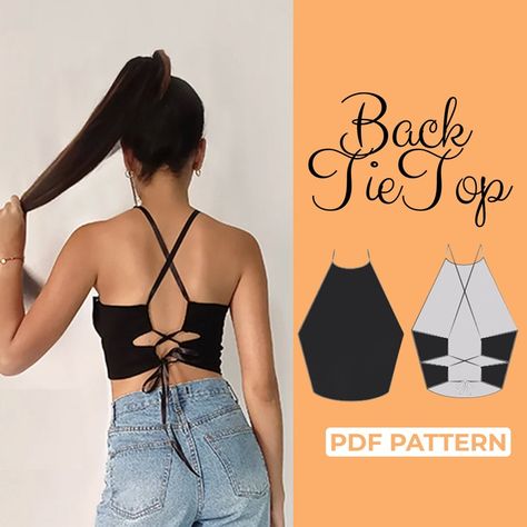 Halter Top Sewing, Halter Top Sewing Pattern, Crop Top Sewing, Top Pattern Sewing, Crop Top Sewing Pattern, Diy Cut Shirts, Halter Top Pattern, Trendy Sewing Patterns, Sewing Tops