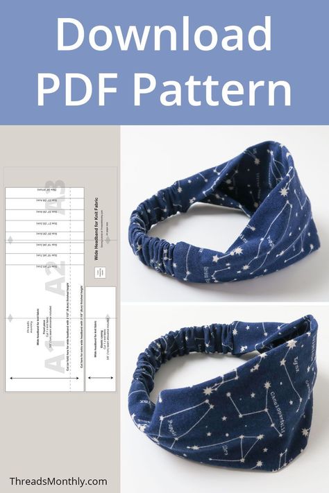 Headband Free Pattern Sewing, Free Headband Sewing Pattern, Making Headbands Diy, Headbands Patterns Free, Make Headbands Diy, Yoga Headbands Diy, Diy Wide Headband, How To Sew A Headband With Elastic, Headscarf Diy Sew