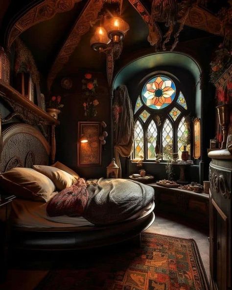 Cabin Diaries 🛖 Gothic Digital Art, Woodland House, Neo Gothic, Storybook Homes, Steampunk House, Common Room, Vintage Bedroom, Fantasy House, Dark Interiors