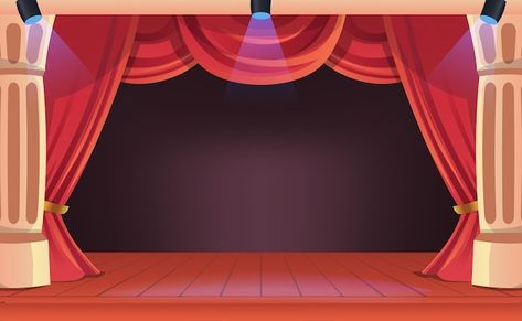 Theater Background Design, Theater Stage Design Ideas, Theatre Stage Drawing, Theater Stage Drawing, Puppet Show Background, Stage Design Drawing, Background Panggung, Theatre Background, Stage Drawing