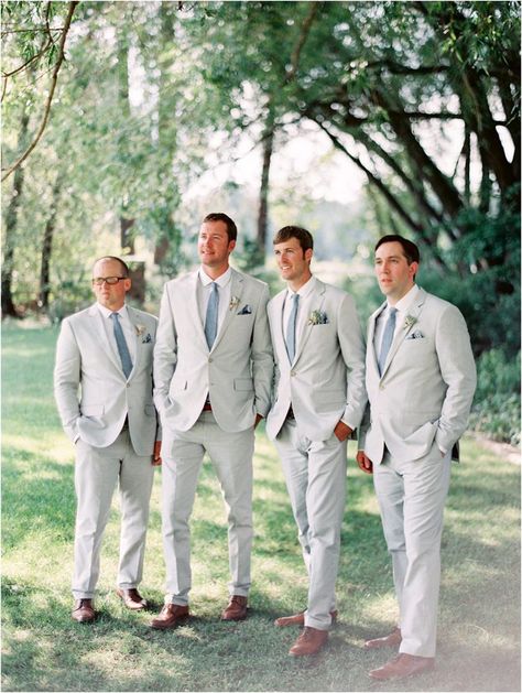 Ivory Blue Wedding, Wedding Suits Groom Light Blue, Dusty Blue Bridesmaid Dresses And Tan Suits, Summer Wedding Astethic, Dusty Blue Destination Wedding, Mens Light Blue Suit Wedding, Ice Blue And Gold Wedding Theme, Light Suits For Men Wedding, Dusty Blue Wedding Menswear