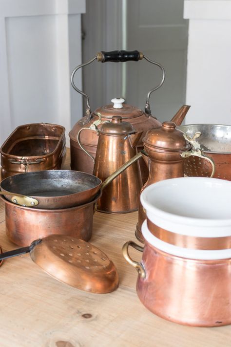 Fairytale Farmhouse, Parisienne Farmgirl, Pine And Prospect, Pine And Prospect Home, Low Budget Decorating, Dream Ranch, Vintage Copper Pots, Copper Collection, Copper Kitchen Decor