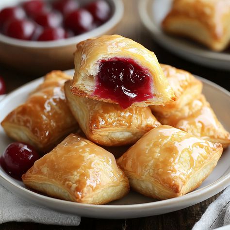 achieve a smooth, drizzling consistency. Step Cherry Pie Bites Crescent Rolls, Cherry Pie Bites, Easy Cherry Pie, Cherry Pie Filling Recipes, Mini Cherry Pies, Glazed Cherries, Powdered Sugar Glaze, Sweet Roll Recipe, Sweet Glaze