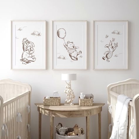 Pooh Bear Nursery, Winnie The Pooh Art, Baby Nursery Inspiration, Winnie The Pooh Nursery, Bear Nursery Decor, Baby Room Themes, Disney Nursery, Nursery Room Design, Baby Boy Room Nursery