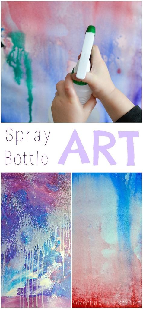 Spray Bottle Art for Kids: a splash of colours and fun! This process art activity guarantees a lot of giggles. Process Art, Spray Bottle Art, Ecole Art, Art Activity, Camping Art, Bottle Painting, Preschool Art, Art Club, Bottle Art