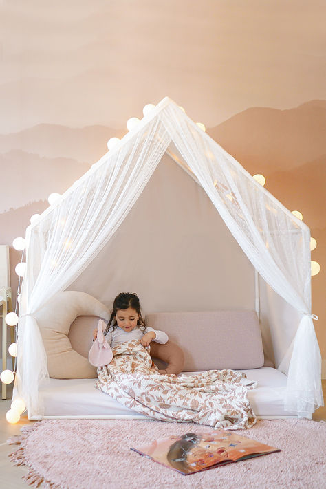 Tiny Land PRINCESS TENT for girls Toddler Teepee Bed, Backyard Teepee, Kylie House, Pink Toddler Rooms, Teepee Pattern, Girls Teepee, House In The Garden, Princess Tent, Reading Tent