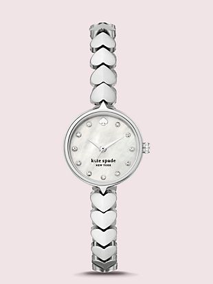 Women's Watches & Watch Bands | Kate Spade New York Heart Watch, Kate Spade Watch, Sparkling Crystal, Steel Bracelet, Stainless Steel Bracelet, Kate Spade New York, Silver Watch, Link Bracelets, Timeless Pieces