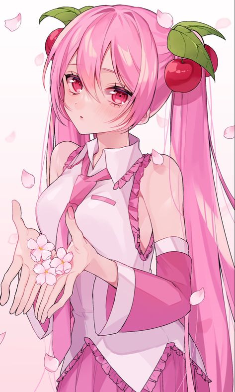 art by @___NONOMARU on twitter Pink, Anime, Hair, Pink Sakura, Pink Hair, Vocaloid, Cherry, On Twitter, Twitter