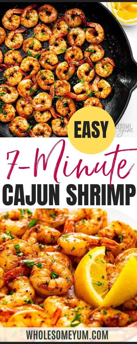 Cajun Shrimp (7 Minutes) - Wholesome Yum Cajun Sauteed Shrimp, Cajun Lemon Pepper Garlic Butter Sauce, Shrimp Recipes Sauteed, Best Way To Season Shrimp, Old Bay Seasoning Recipe Shrimp, Healthy Sauteed Shrimp, Cajun Shrimp Marinade, Kapow Shrimp Montanas, Chicken And Shrimp Crockpot Recipes