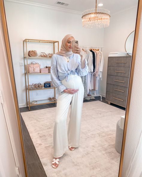 Hijab Pregnant Outfit, Outfit Pregnant Hijab, Muslim Pregnancy Outfits, Pregnant Hijabi Outfit, Leena Asad, Young Mom Outfits, Hijab Outfit Summer, Maternity Fashion Dresses, Summer Maternity Fashion