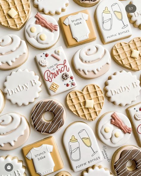 Sister Cookies Decorated, Breakfast Food Cookies Decorated, Decorated Cookie Themes, Breakfast Cookies Decorated, Breakfast Themed Cookies, French Themed Cookies, Bible Verse Cookies, Food Cookies Decorated, Birthday Cake Sugar Cookies