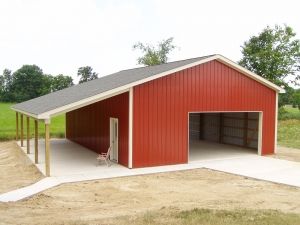 30 x 40 x 12 + Porch - Custom Barn Construction Michigan - Burly Oak Builders Pole Barn Cost, Shop Building Plans, Pole Barn Shop, Diy Pole Barn, Pole Barn Builders, Pole Barn Designs, Metal Garage Buildings, Pole Barn Plans, Metal Shop Building