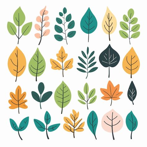 Set of autumn leaves fall leaf collectio... | Premium Vector #Freepik #vector #flat #design #leaves #illustration Shapes Of Leaves, Leaves Graphic Design, Leaf Character, Leaf Designs, Leaf Pattern Design, Doodle Leaves Leaf Design, Stylized Leaf, Leaf Illustration Pattern, Autumn Leaf Doodle