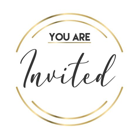 You're invited. Calligraphy text with elegant golden frame. Hand drawn style vector lettering. Design for greeting cards, and invitations. Invited Card Design, Calligraphy Text, Golden Frame, You're Invited, Heart Tree, Logo Banners, Cityscape Photos, Heart With Arrow, Youre Invited