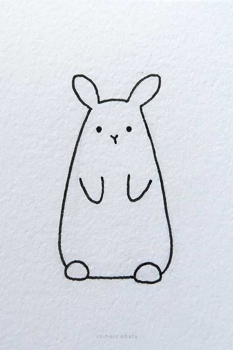 Bunny Rabbit Drawing, Rabbit Drawing Easy, Easy Bunny Drawing, Bunny Sketches, Simple Cat Drawing, Doodle Page, Cute Bunny Rabbit, Dibujo Simple, Easy Animal Drawings