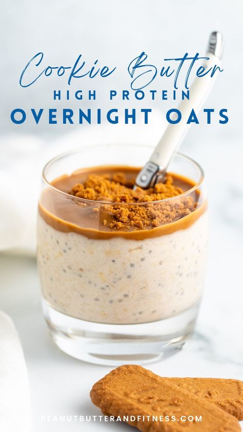 Peanut Butter Cookie Overnight Oats, Cookie Butter Baked Oats, Overnight Oats Cookie Butter, Cookie Butter Protein Shake, Butterfinger Overnight Oats, Halloween Overnight Oats, Cookie Butter Overnight Oats, Biscoff Overnight Oats Healthy, Sugar Cookie Overnight Oats