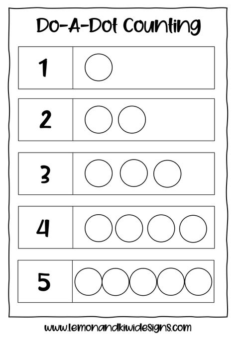 Download 13 free number and counting do-a-dot printable worksheets, activities, and games for preschoolers.  #doadot #printables #preschool #kindergarten #worksheet #math #counting #numbers Preschool Math Printables Free, Count To 5 Worksheet, Preschooler Math Activities, Number Identification Preschool Free Printable, Number 5 Activities For Preschool Free Worksheets, Dot Worksheets Preschool, Math Art For Preschoolers, Free Counting Printables, Counting For Preschool