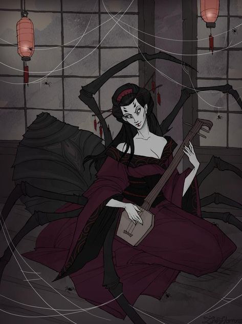 Jorogumo by IrenHorrors on DeviantArt Japanese Urban Legends, Japanese Yokai, Cold Heart, Japanese Mythology, Japanese Horror, Japanese Folklore, Spider Woman, Urban Legends, Creepy Art