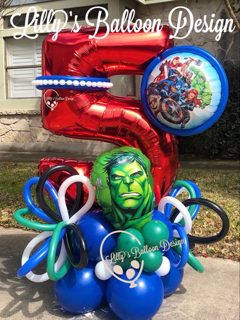 Avengers Balloon Bouquet, Superhero Birthday Party Decorations, Superhero Balloons, Spiderman Decorations, Avengers Party, Garland Backdrops, Superhero Birthday Party, Diy Birthday Decorations, Crazy Cakes