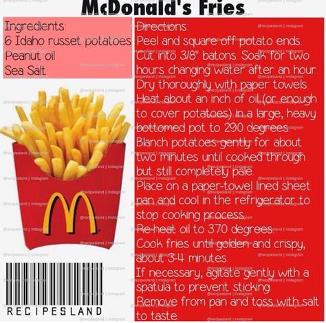 McDonald's Fries Mcdonalds Chips, Mcdonald French Fries, Mcdonald's Fries, Mcdonalds Fries, Potato Chip Recipes, Disney Inspired Food, Fast Food Recipes, Chip Recipes, Fries Recipe