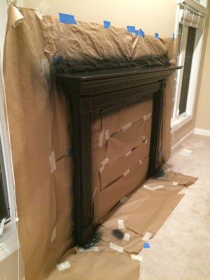 White Fireplace With Black Mantle, Black Fireplace Mantel, Painted Fireplace Mantels, Black Mantle Fireplace, Lily Field, Painted Mantle, Faux Mantle, Black Mantle, Painted Fireplace