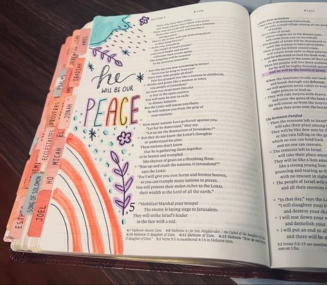 Micah 5:5 Micah Bible Journaling, Micah 5:2, Micah 7:7 Scriptures, Micah 6:8 Kjv, Hebrews 4:12 Journaling, Cute Bibles, Bible Doodling, Bible Study Notes, Study Notes