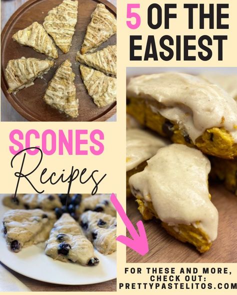 a collage of 5 easy scone flavor ideas Best Scones Recipe Ever, Scones Blueberry, Maple Scones, Perfect Scones Recipe, Easy Scones, Easy Scone, Best Scone Recipe, Blueberry Lemon Scones, How To Make Scones