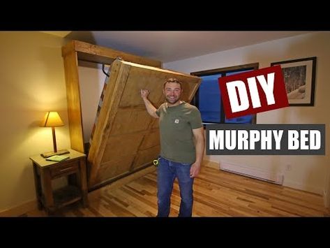 Want to learn how to build a DIY Murphy bed? Check out this page for an easy, simple, and cheap DIY Murphy bed tutorial! Wall Bed Diy, Craft Guest Room, Murphy Bed Mechanism, Murphy Bed Hardware, Diy Murphy Bed, Murphy Bed Kits, Build A Murphy Bed, Beautiful Bed Designs, Horizontal Murphy Bed