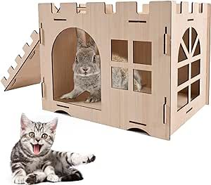 Rabbit Hideout, Rabbit Castle, Hamster Hideout, Mouse Cage, Hamster Habitat, Cat Castle, Bunny Room, Indoor Rabbit, Wooden Rabbit