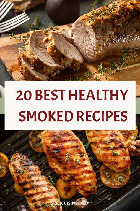 Fire up your smoker for a journey of flavor and wellness with our Healthy Smoked Recipes. These recipes are easy to make and are [perfect for your gatherings and BBQ nights. Discover lean proteins, nutrient-rich veggies, meat, nuts, chicken and other smoker food ideas. Healthy Smoked Meat, Green Mountain Smoker Recipes, Low Sodium Smoker Recipes, Healthy Smoker Meals, Smoker Food Ideas, Healthy Smoker Recipes, Hot Recipes, Smoker Recipes Electric, Bbq Smoker Recipes