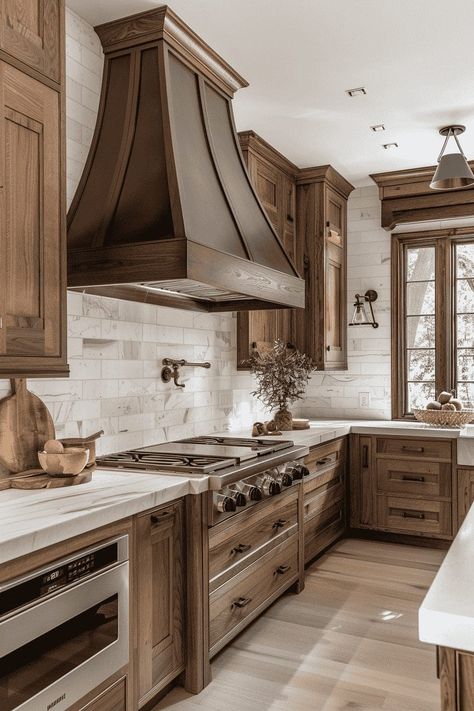 Kitchen Cabinet Wood Color Ideas, Wood Cabinets And Wood Floors Kitchen, Cabinet Wood Colors, Rustic Cherry Kitchen Cabinets, Wood Kitchen Cabinets Wood Floor, Wood Cabinets And Floors Kitchen, Flooring With Walnut Cabinets, Kitchen Ideas Oak Wood Cabinets, Kitchen Designs With Dark Cabinets