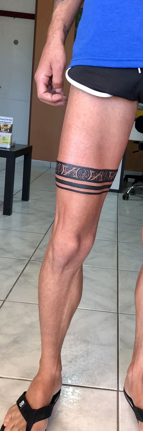 Leg stripe tattoo Tattoo That Wraps Around Leg, Leg Ring Tattoo Men, Thigh Band Tattoo Men, Band Leg Tattoo, Band Tattoo On Thigh, Leg Band Tattoo Men, Leg Bracelet Tattoo, Leg Ring Tattoo, Legband Tattoo