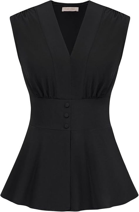 Belle Poque Womens Black Ruffle Blouse Business Casual Tops for Women Flared Peplum Top Black S at Amazon Women’s Clothing store Business Casual Tops For Women, Peplum Tops For Women, Blouse Business Casual, Business Casual Tops, Black Ruffle Blouse, Tops For Women Casual, Business Casual Top, Peplum Tops, Casual Tops For Women