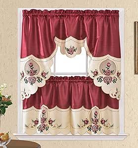 Embroidery Kitchen, Kitchen Curtain Sets, Kitchen Curtain, Window Sizes, Modern Curtains, Small Windows, Cafe Curtains, Rose Embroidery, Middle Part