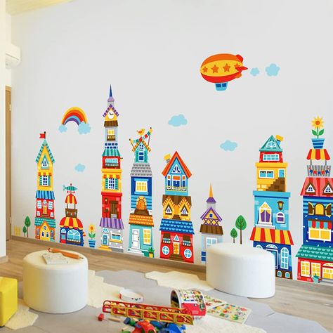 PRICES MAY VARY. Very cute wall stickers, let children play happily（Ps: Suitable for walls, glass and ceramic tiles with smooth surface and no dust. Do not apply to walls with textured or uneven surface.） WALL DECALS FOR BABY’S ROOM - This colorful baby wall decal will liven up your kid’s nursery, baby room or playroom adding a unique, eye catching design that can do something amazing with your walls. Very suitable for children's rooms or kindergartens, decorative wall stickers with cute themes Cute Wall Stickers, Kids Room Wall Color, Baby Room Wall Decals, Playroom Decoration, Room Kindergarten, Baby Wall Decals, Room Children, Kids Playroom Decor, Kids Room Wall Decals