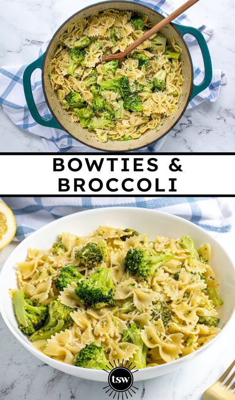 Looking for a family favorite meal that is also quick and easy!? This Bowties and Broccoli is it! With 5 simple ingredients this is a one-pot meal that is ready in under 30 minutes! Bowties and Broccoli, Broccoli Bow Tie Pasta, Broccoli and Bow Tie Pasta, Bow Tie and Broccoli Pasta, Bow Ties and Broccoli