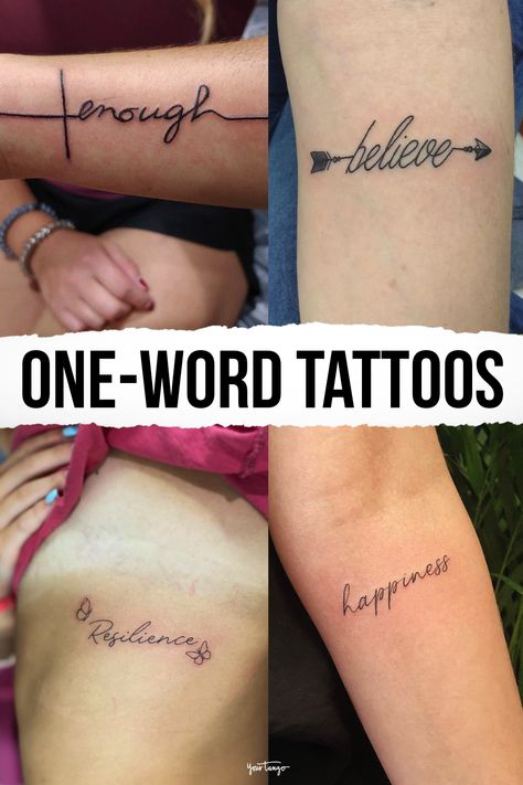 The Word Beautiful Tattoos For Women, Beautiful Word Tattoos For Women, Strong One Word Quotes, Small Word Tattoo Placement Ideas, One Worded Tattoos, Cute Inspirational Tattoos, Tattoos For Living Life To The Fullest, The Word Beautiful Tattoo, Word Tattoos For Women Arm