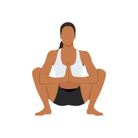 Malasana Pose, Yoga Sitting, Garland Pose, Woman Doing Yoga, Flat Vector Illustration, Flat Vector, Yoga Sequences, Cityscape Photos, Instagram Creative