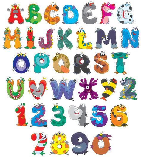 Halloween Calligraphy, Monster Font, Monster Birthday Parties, Kid Fonts, Funny Monsters, Hand Lettering Art, Cartoon Monsters, Halloween Fonts, Alphabet Flashcards