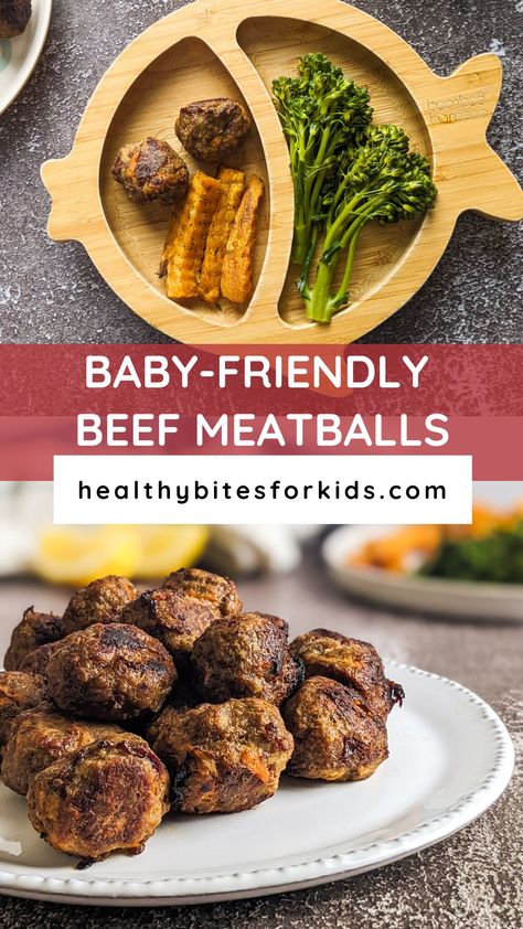 Infant Meatball Recipe, Blw Meatballs 6 Months, Meat For 12 Month Old, Blw Meatballs Beef, Baby Meatballs Beef, Ground Beef Blw, Baby Ground Beef Recipes, Blw Ground Beef, Baby Meatball Recipe