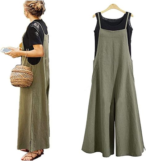 Amazon.com: Women's Jumpsuits Casual Long Rompers Wide Leg Baggy Bibs Overalls Pants S-5XL (L, Black) : Clothing, Shoes & Jewelry Wide Leg Pants Plus Size, Jumpsuits Casual, Trousers Wide Leg, Womens Jumpsuits Casual, Tank Jumpsuit, Pants Plus Size, Overalls Pants, Long Romper, Bib Overalls