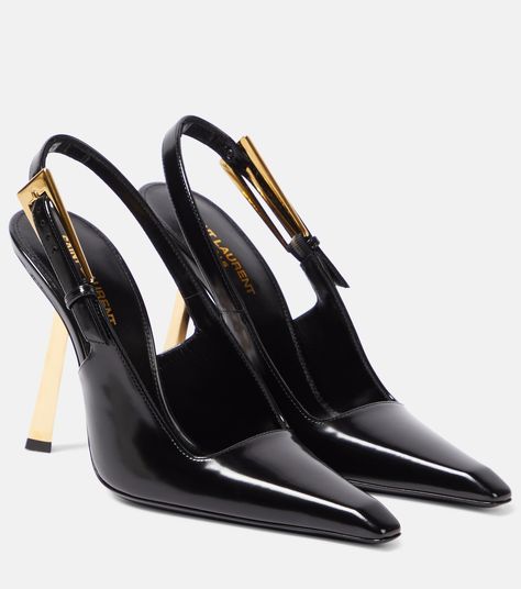 Lee Leather Slingback Pumps in Black - Saint Laurent | Mytheresa Parisian Aesthetic, Festival Shoes, Next Shoes, Shoes Heels Classy, Shoe Wishlist, Aesthetic Shop, Zoe Kravitz, Saint Laurent Shoes, Dream Shoes