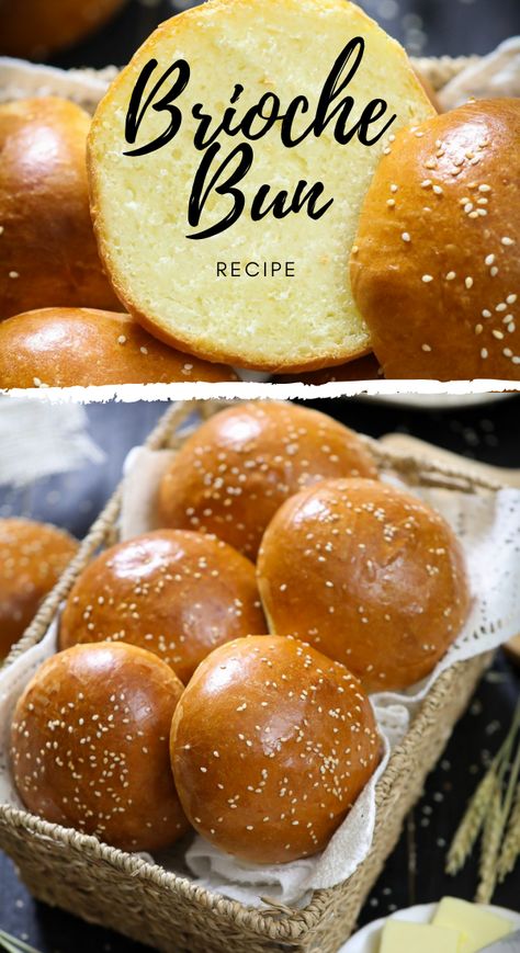 Hamburger Brioche Bun, Quick Brioche Buns, Best Brioche Bun Recipe, Fluffy Hamburger Buns Recipe, Fast Burger Buns, How To Make Brioche Buns, Fluffy Burger Buns, Homemade Potato Buns, Yeast Burger Buns