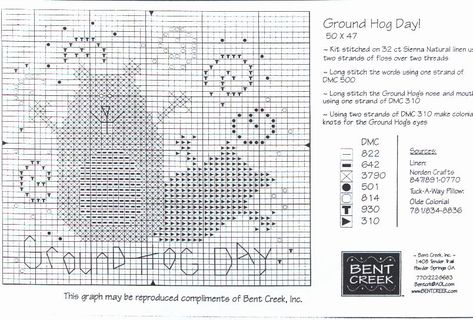 All sizes | Bent Creek Groundhog day | Flickr - Photo Sharing! 123 Stitch, Ground Hog, Bent Creek, Lizzie Kate, Free Cross Stitch Charts, Cross Stitch Freebies, Holiday Cross Stitch, Cross Stitch Pictures, Groundhog Day